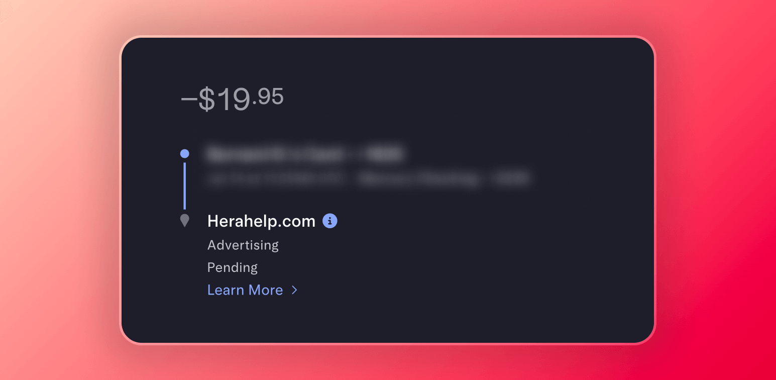 Screenshot of my credit charge after buying the HeraHaven premium plan
