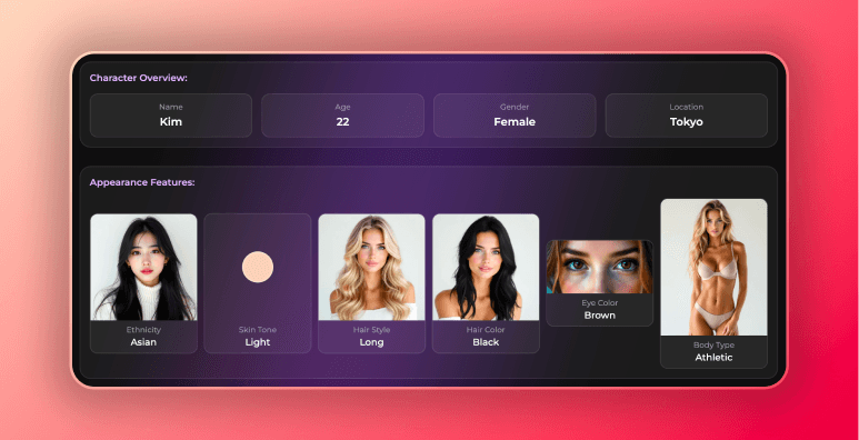 Customization options while creating custom AI girlfriend in Secrets AI