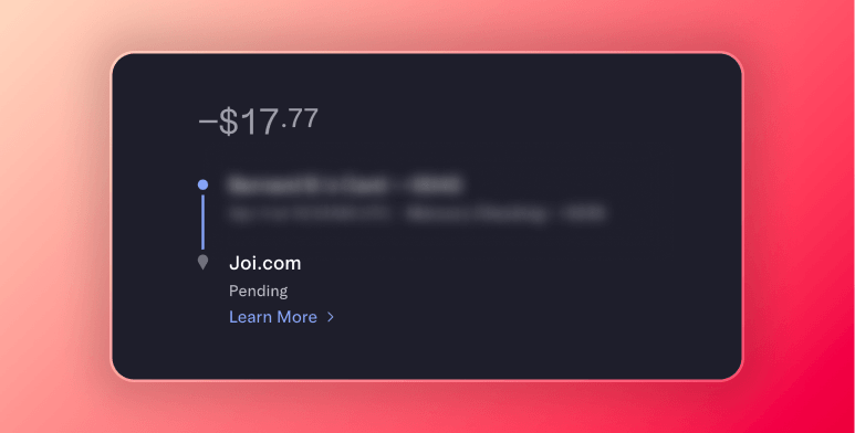 Screenshot of my credit card charge after buying a Joi premium subscription