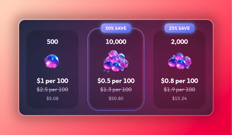 Screenshot of the prices for buying neurons