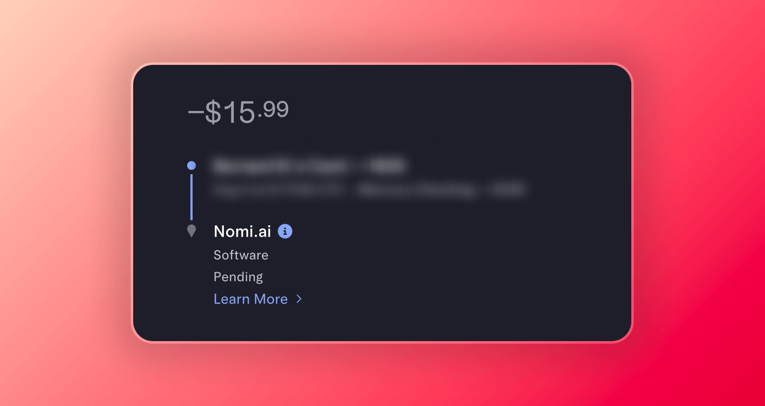 Screenshot of my bank statement showing my purchase of Nomi.ai paid plan