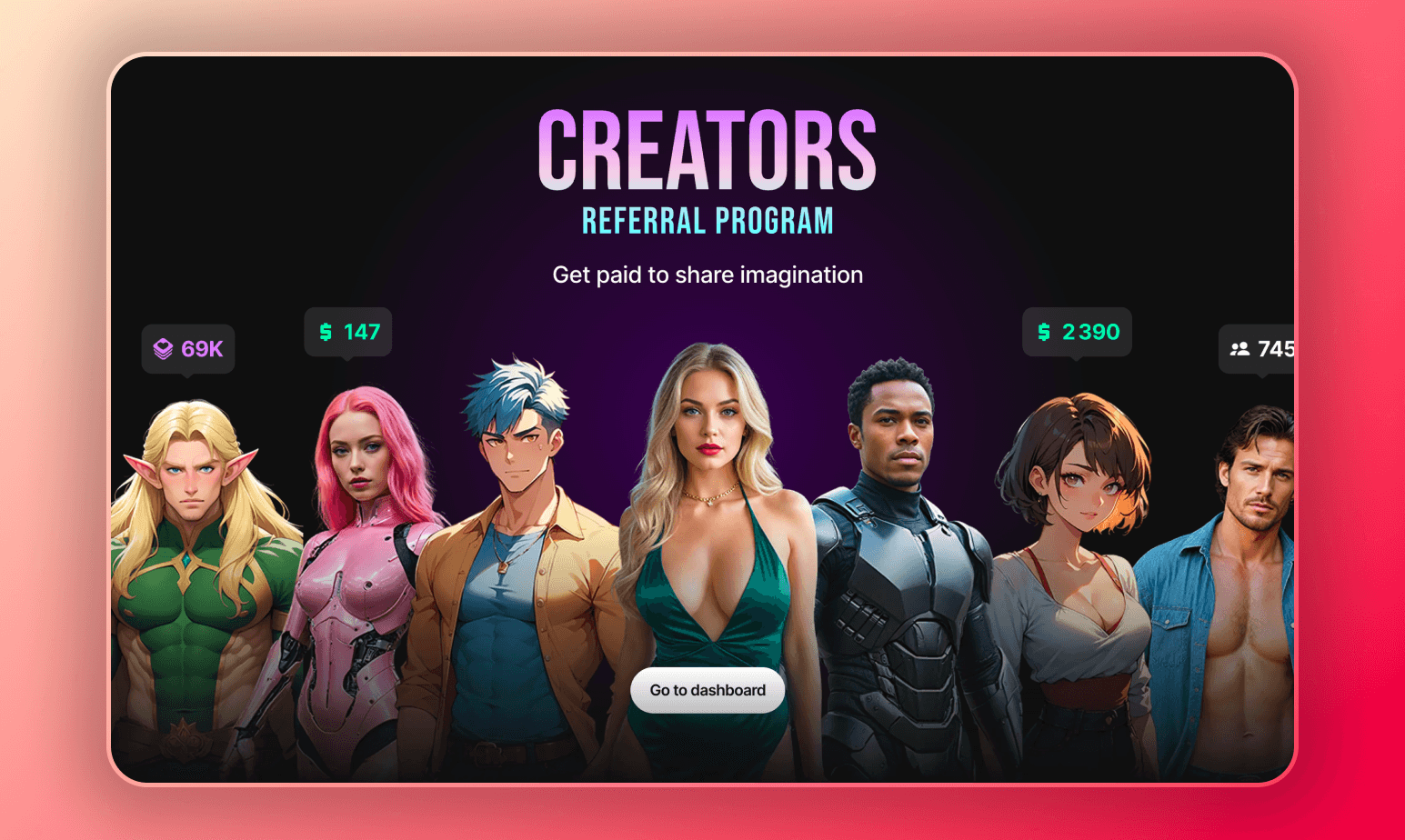Screenshot of Lovescape Creators Referral Program
