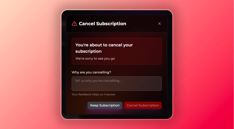 Screenshot of confirmation dialog to cancel Secrets AI subscription