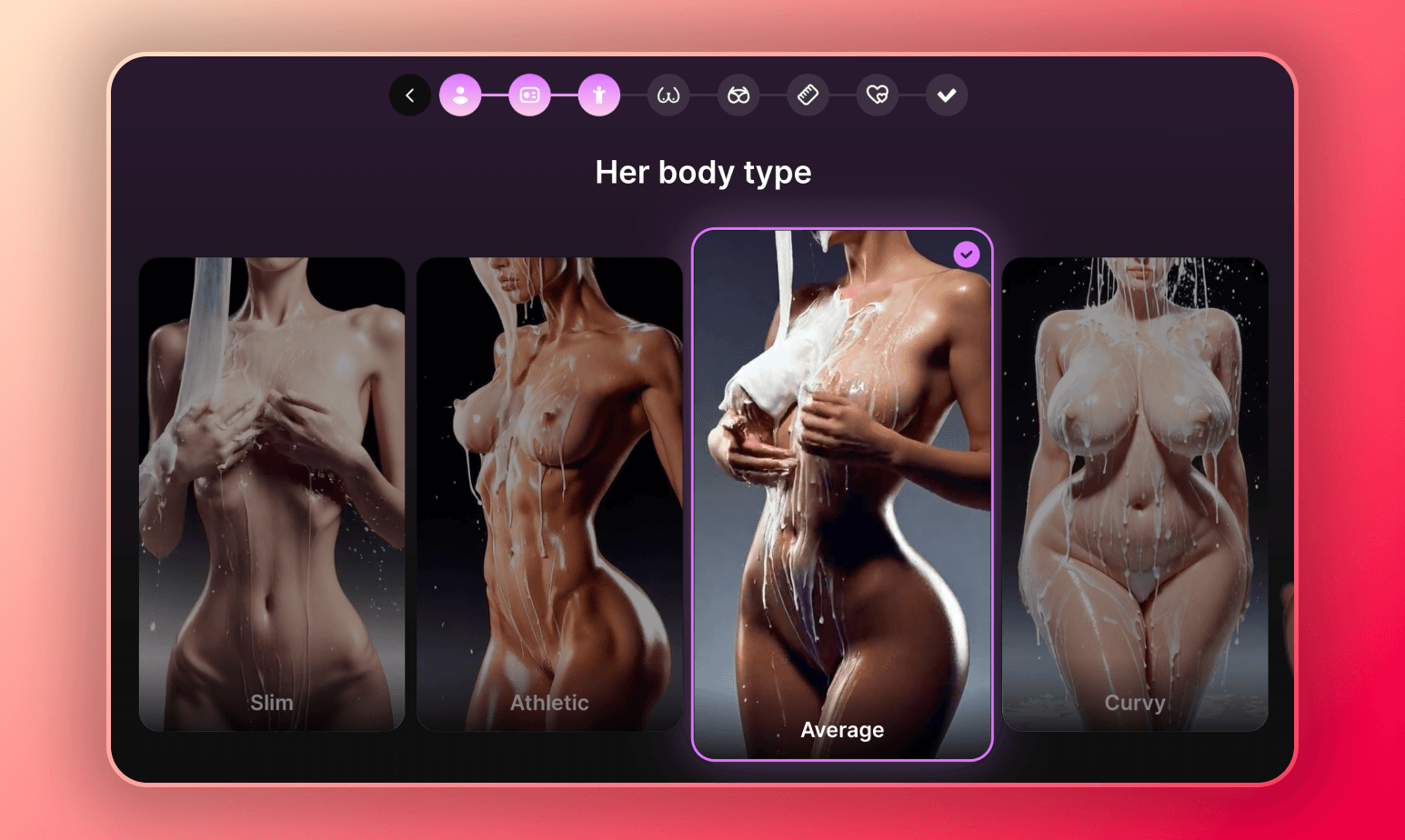 Screenshot of customization options while creating custom AI girlfriend