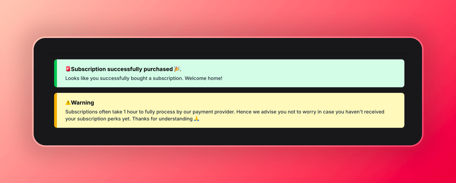 Screenshot of the warning message I received after I subscribed to the girlfriend GPT paid plan