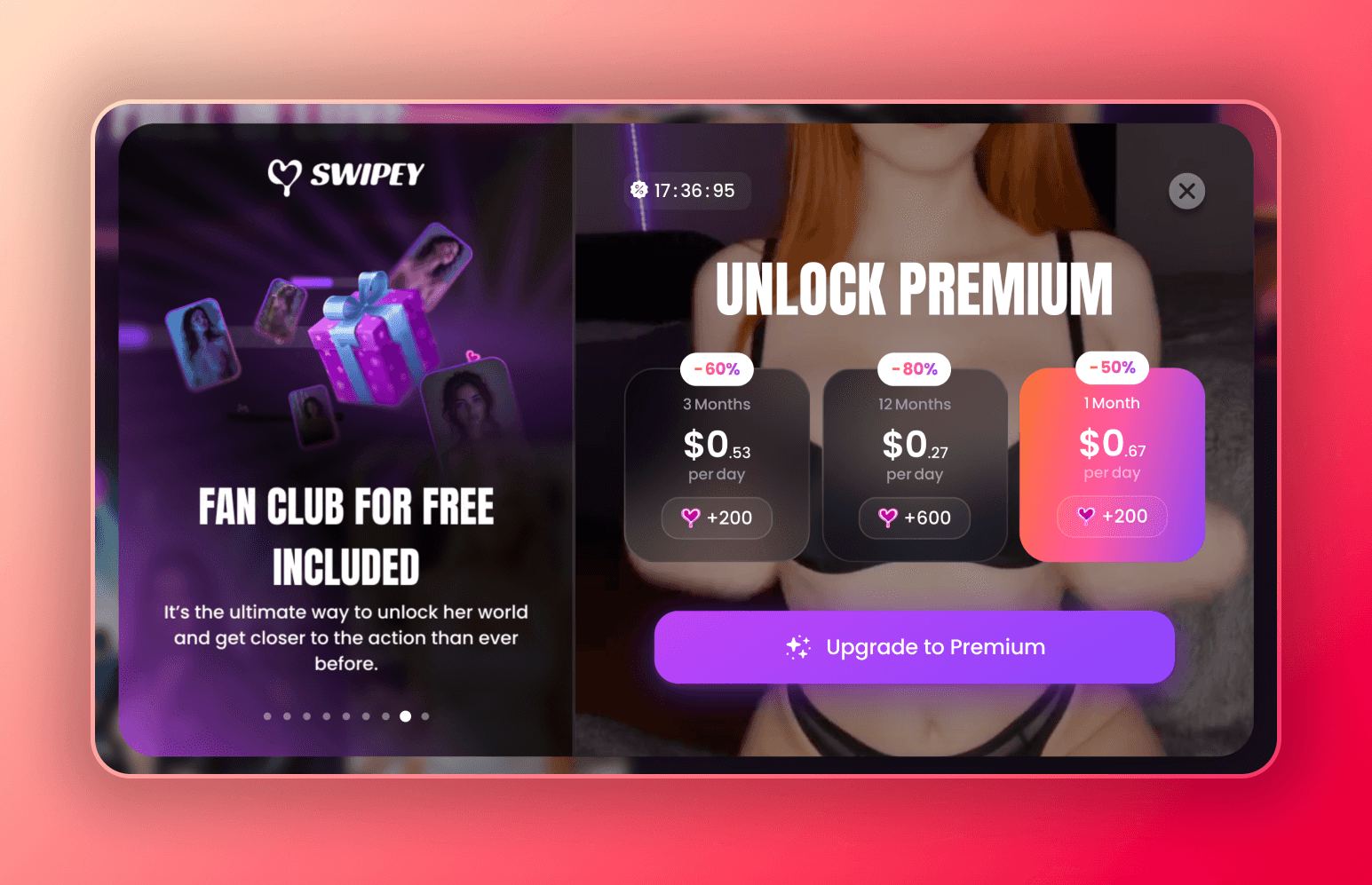 Screenshot of the Swipe PAI Paywall after I tried to chat with my custom AI girlfriend