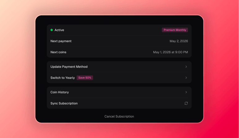 Screenshot of the button to cancel subscription