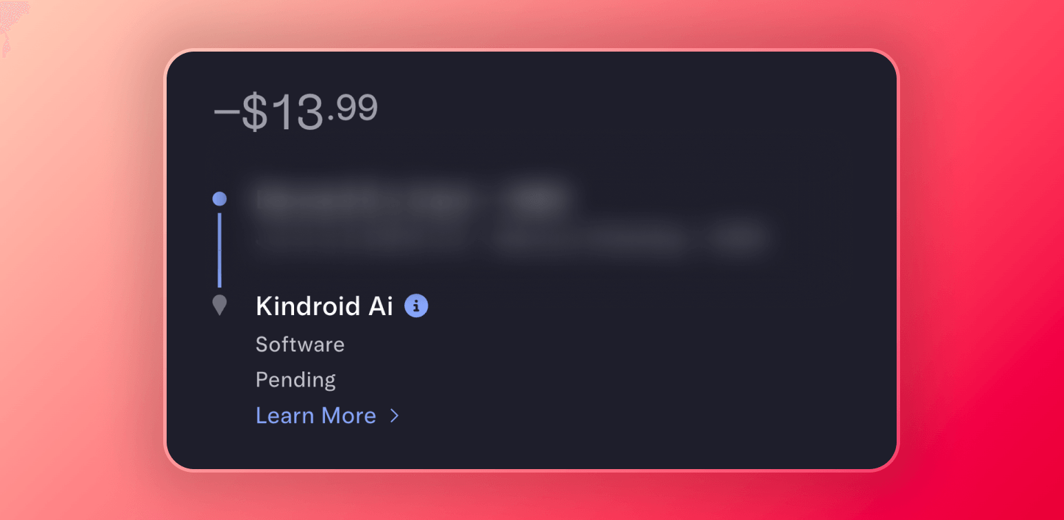 Screenshot from my bank account after purchasing Kindroid subscription