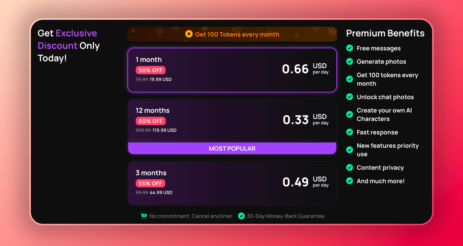 Screenshot of available pricing plans for Honey AI Premium.
