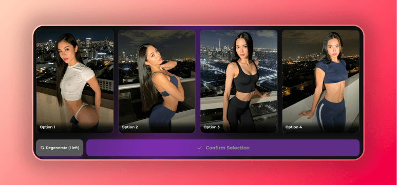 4 images to choose from of how my custom aI girlfriend is going to look like