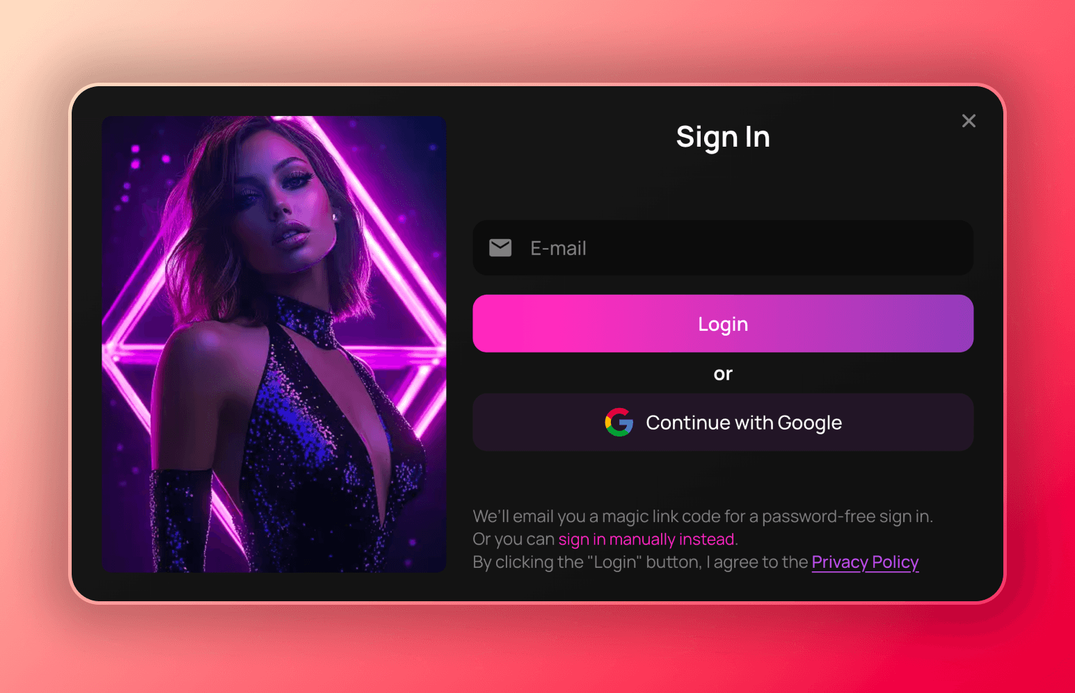 Screenshot of the sign up screen in Get Honey AI