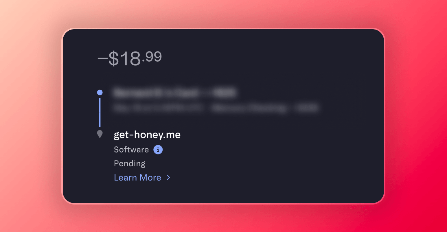 Screenshot of my bank statement after buying Honey AI premium plan